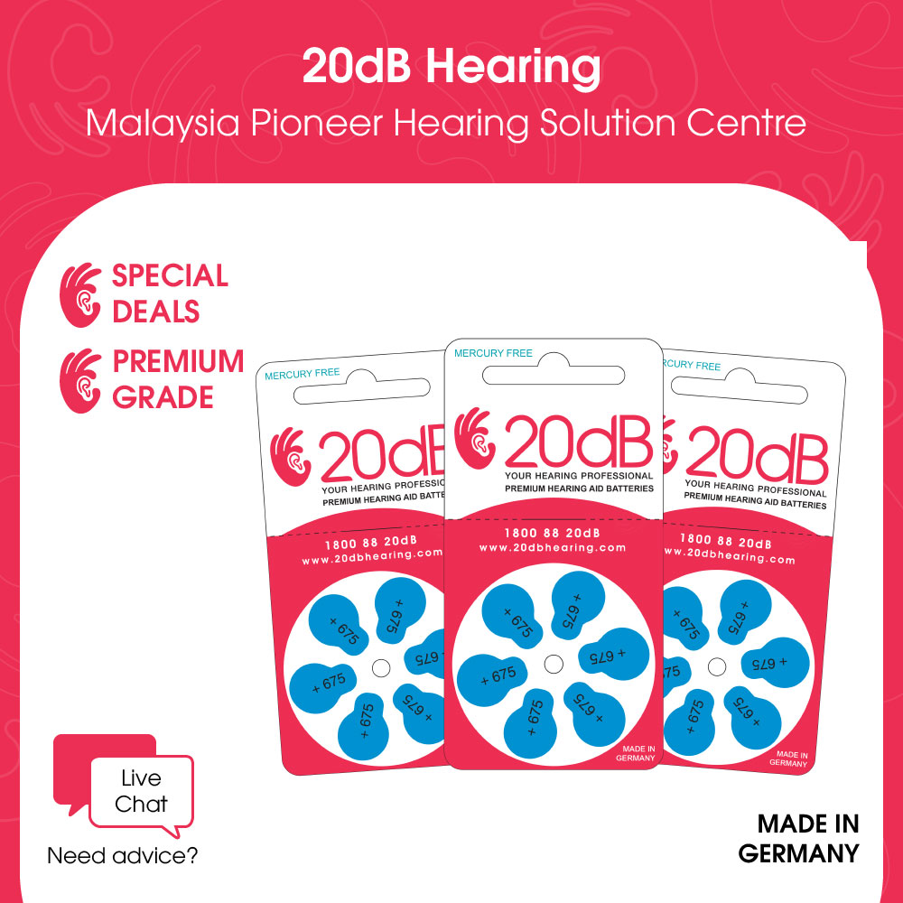 20dB Hearing Aid Battery (All Sizes) - 4 packs (24 pieces)